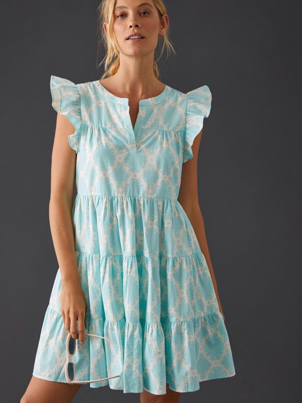 Roller Rabbit Light Aqua Printed Ruffle Mini Dress - Picture 5 of 11